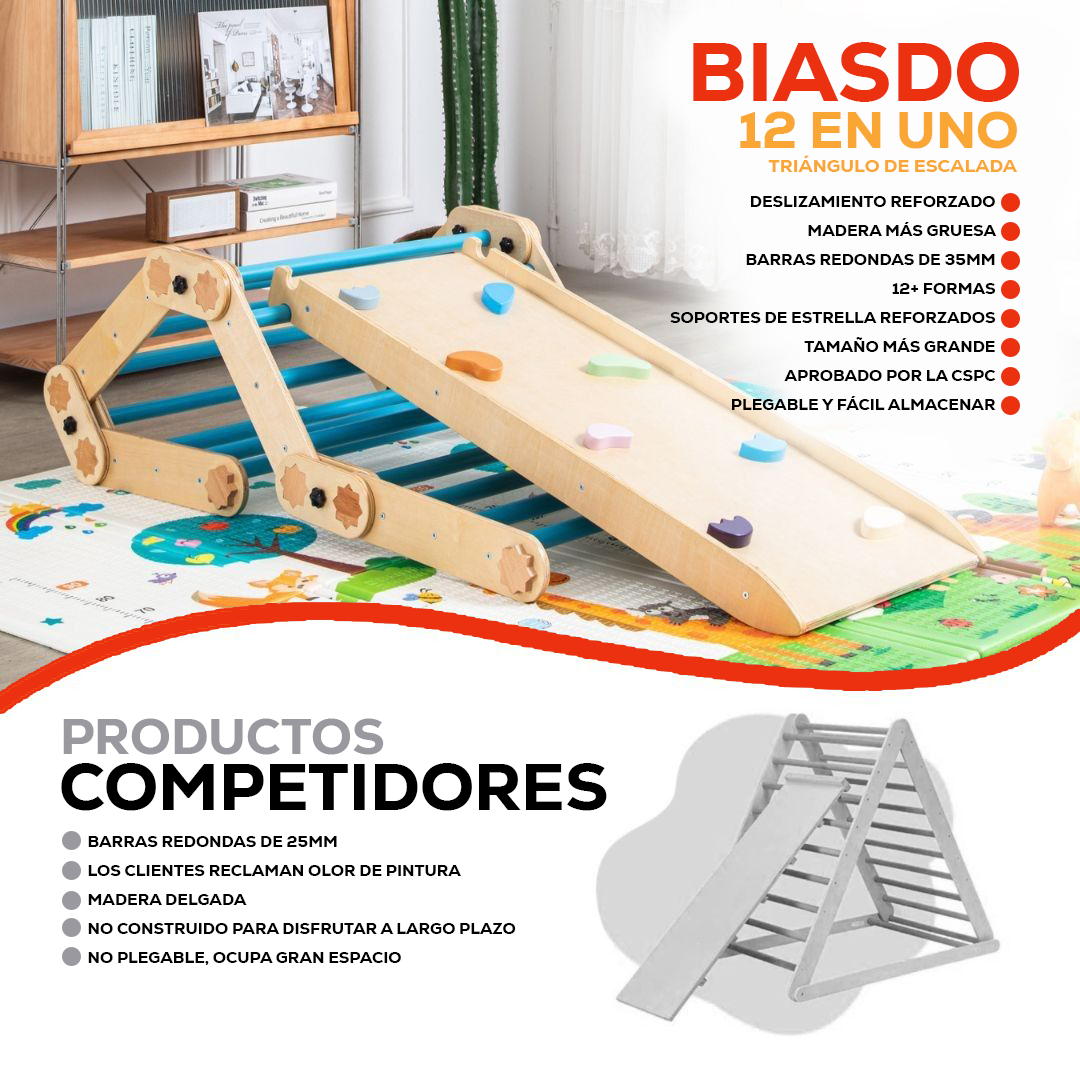 Juego de Escalada de Madera Americano para niños con 12 modos de escalador