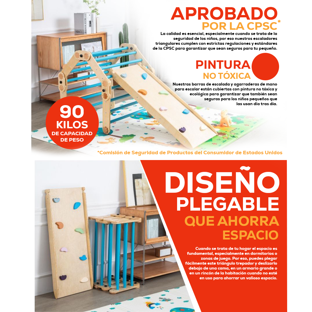 Juego de Escalada de Madera Americano para niños con 12 modos de escalador
