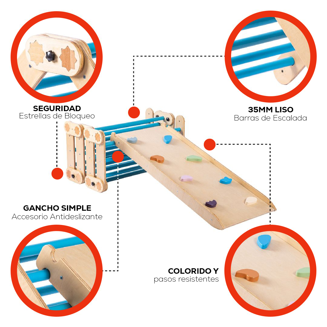 Juego de Escalada de Madera Americano para niños con 12 modos de escalador
