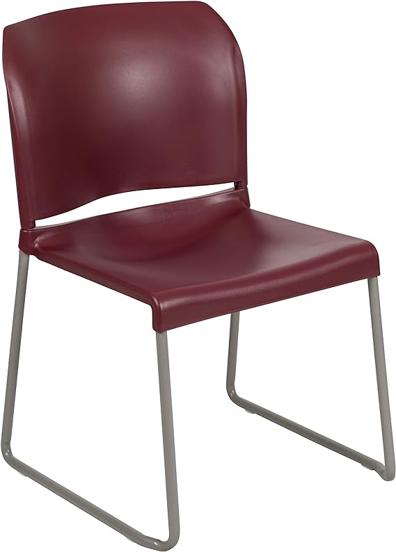 Paquete de 5 sillas apilables marca Flash Furniture con respaldar en color borgoña