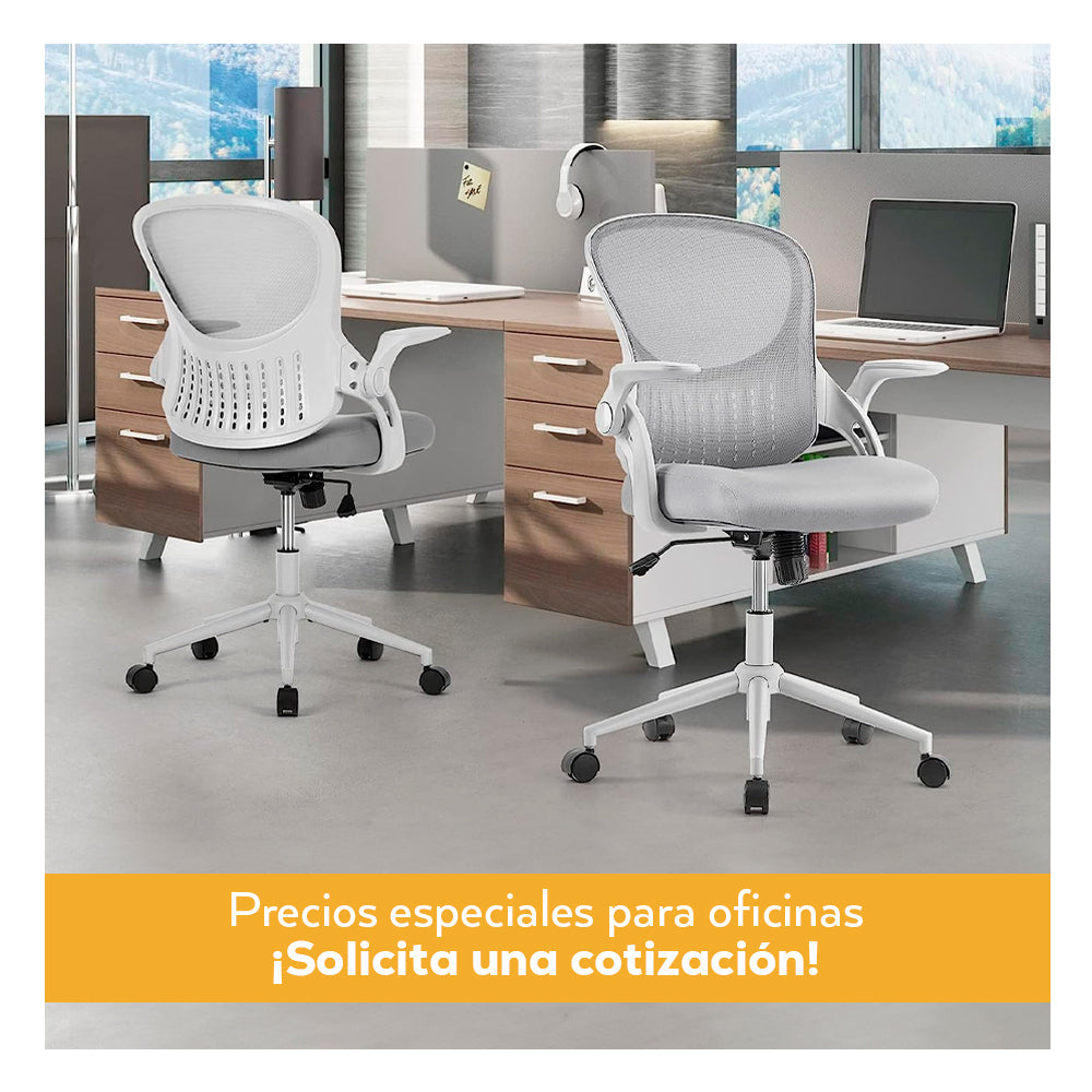 Silla de oficina ergonómica Americana marca JHK con soporte lumbar y reposabrazos en Gris