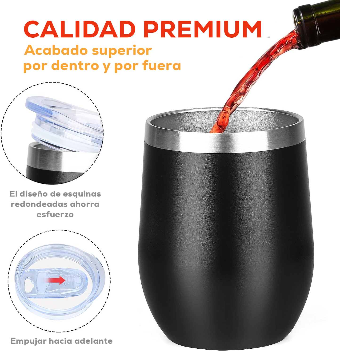 Vaso Tumbler Térmico Americano de Acero Inoxidable de 12 oz