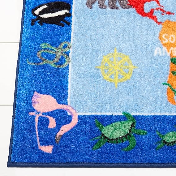 Alfombra Mapa del mundo marca Home Dynamix para niños en azul y rojo