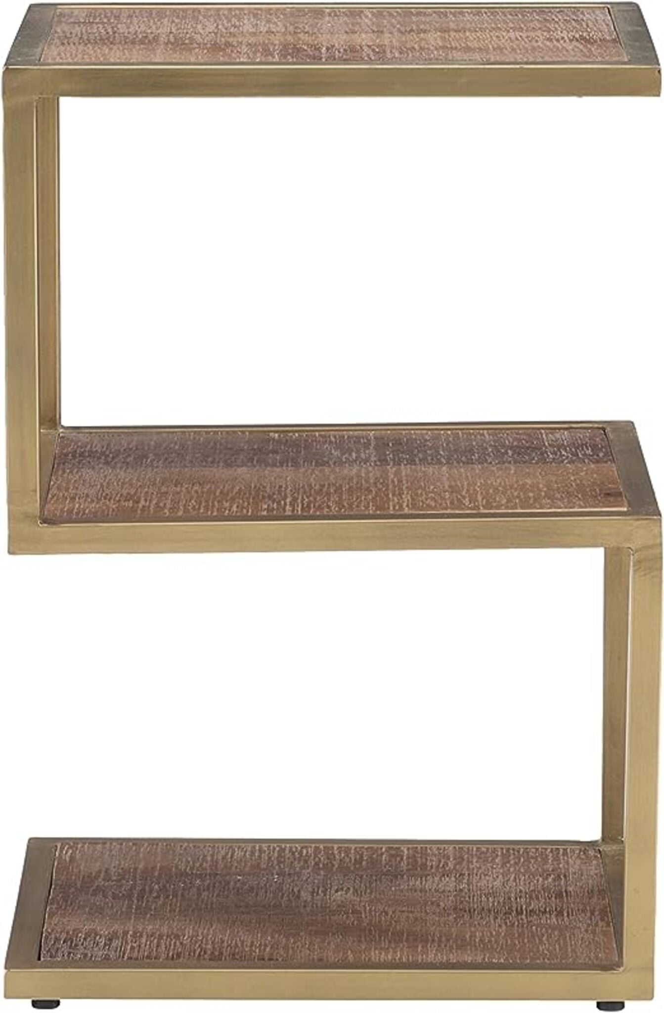 Mesa lateral de madera Americana marca Powell de mango con borde de metal dorado