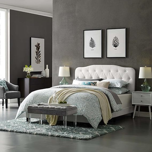 Estructura de cama con cabecera marca Modway tamaño Queen en blanco