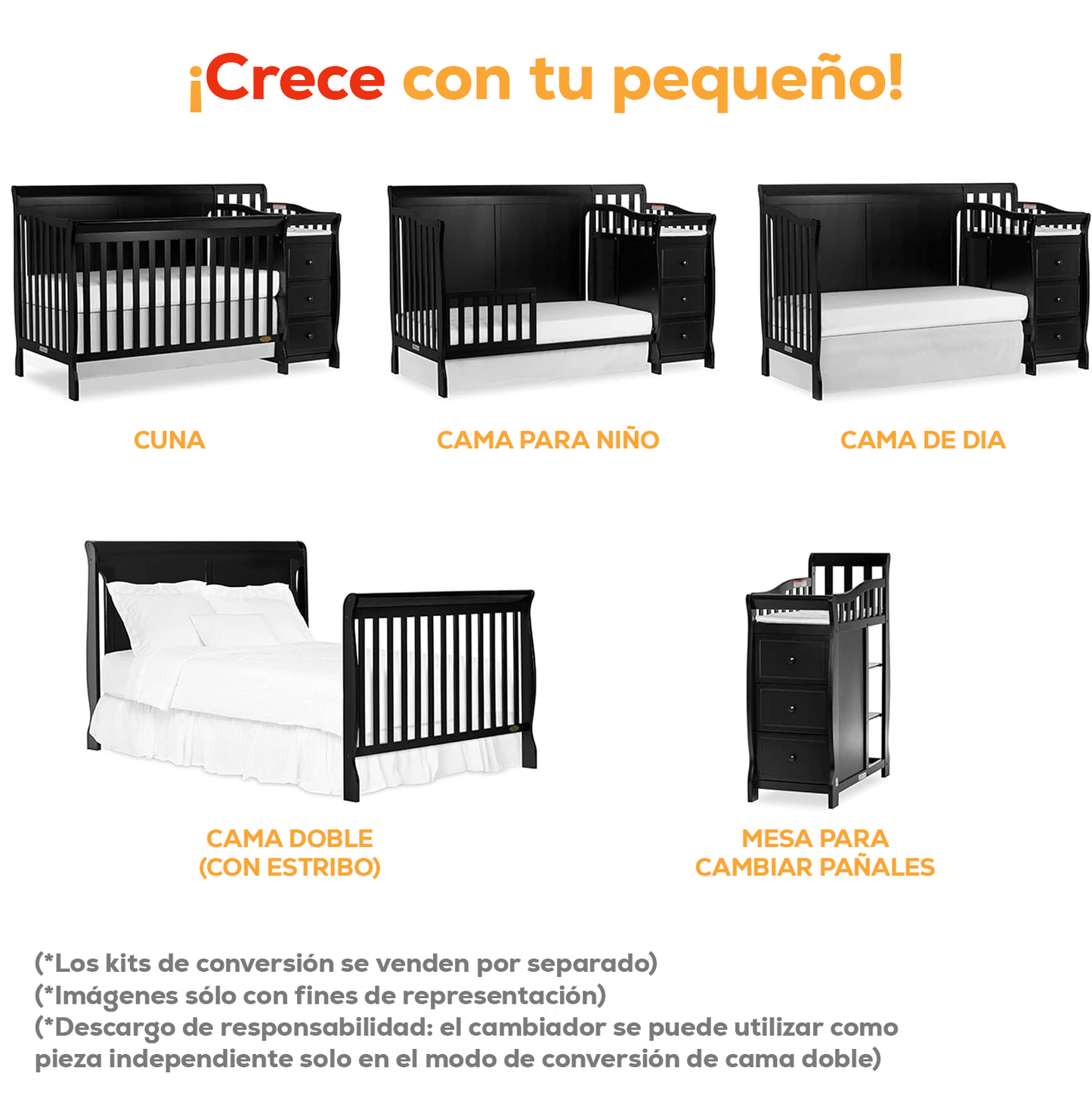 Mini cuna y cambiador 4 en 1 Americana marca Dream On Me modelo Jayden