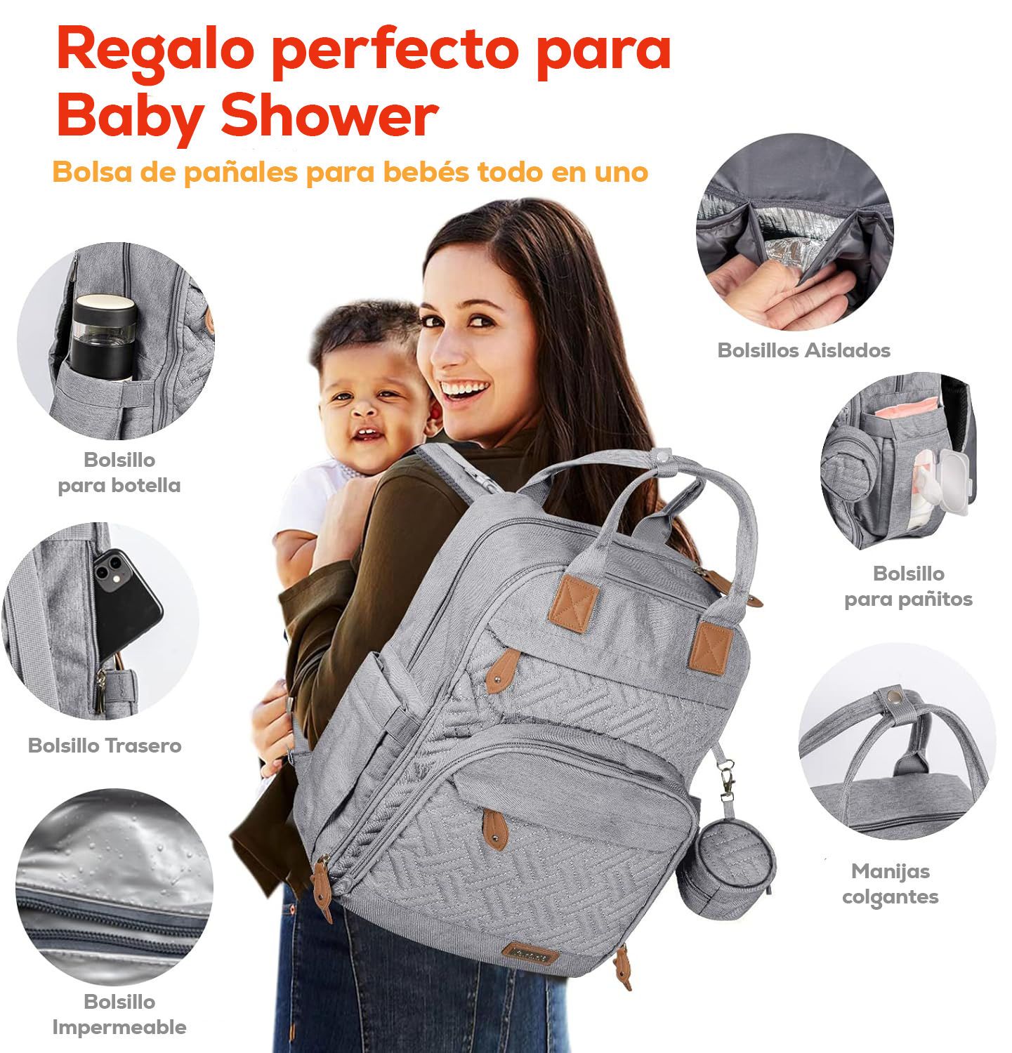 Mochila para bebe con cambiador marca Yokakio