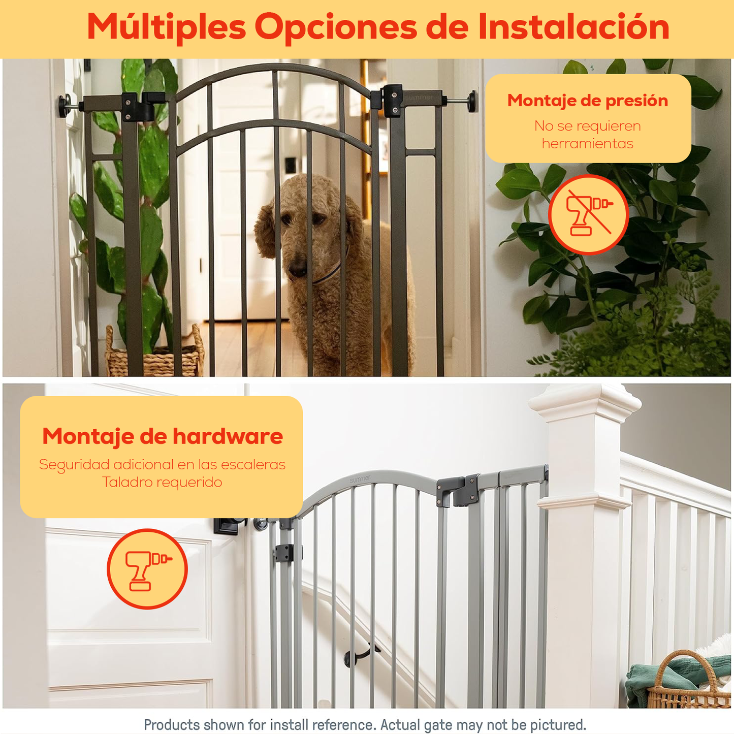 Puerta de seguridad Americana marca Summer Infant extra ancha para mascotas y bebés