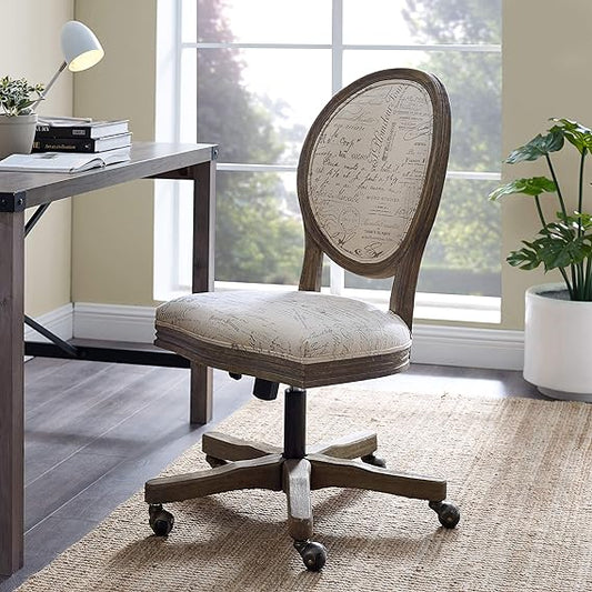 Silla de oficina marca Linon modelo Brea Script en blanco