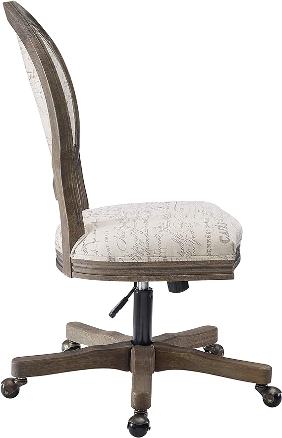 Silla de oficina marca Linon modelo Brea Script en blanco