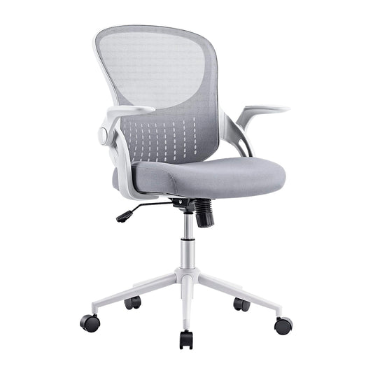 Silla de oficina ergonómica Americana marca JHK con soporte lumbar y reposabrazos en Gris