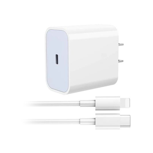 Adaptador y Cable de carga rápida 20W entrada C a Lightning o C en Blanco